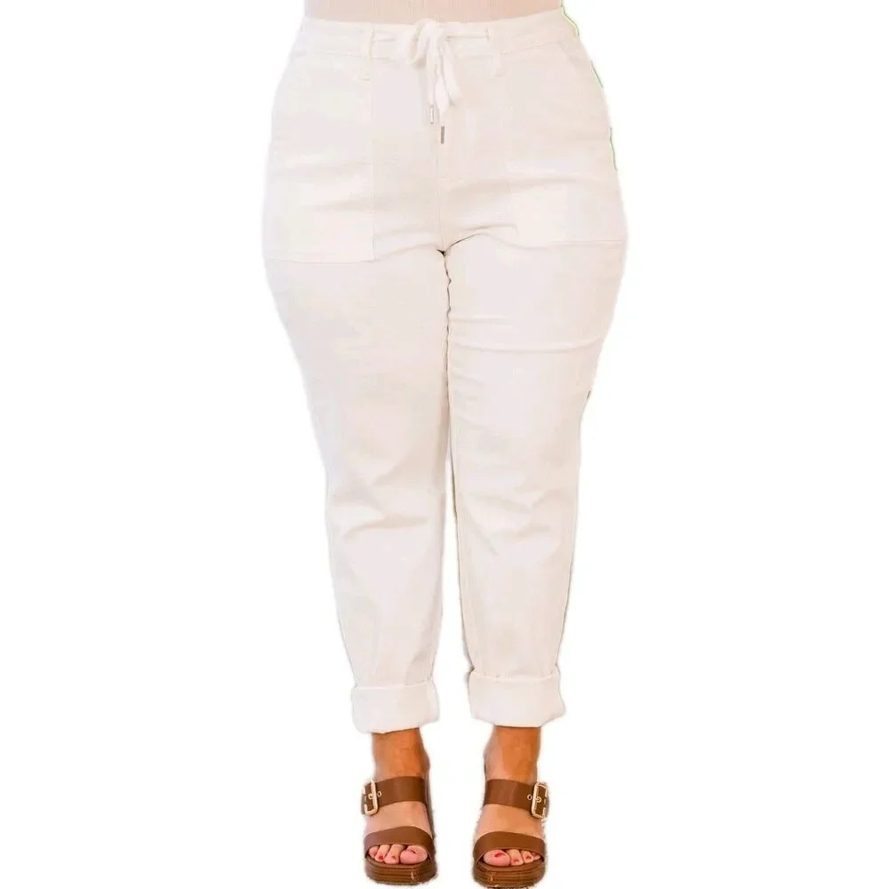 Judy Blue Little White Lies HW Double Cuff Stretch Denim Jogger Women's Size 20W